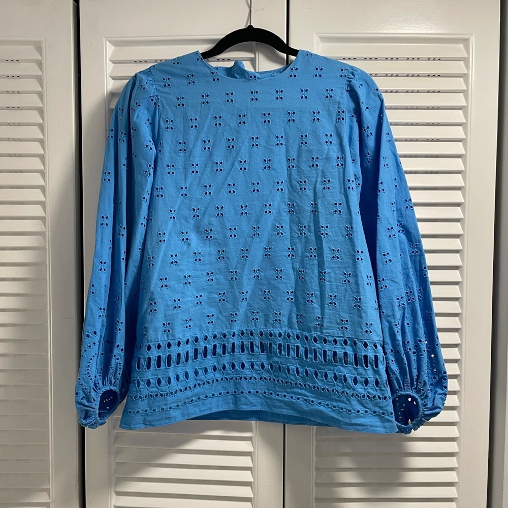 Ann Taylor Blue Eyelet Blouse